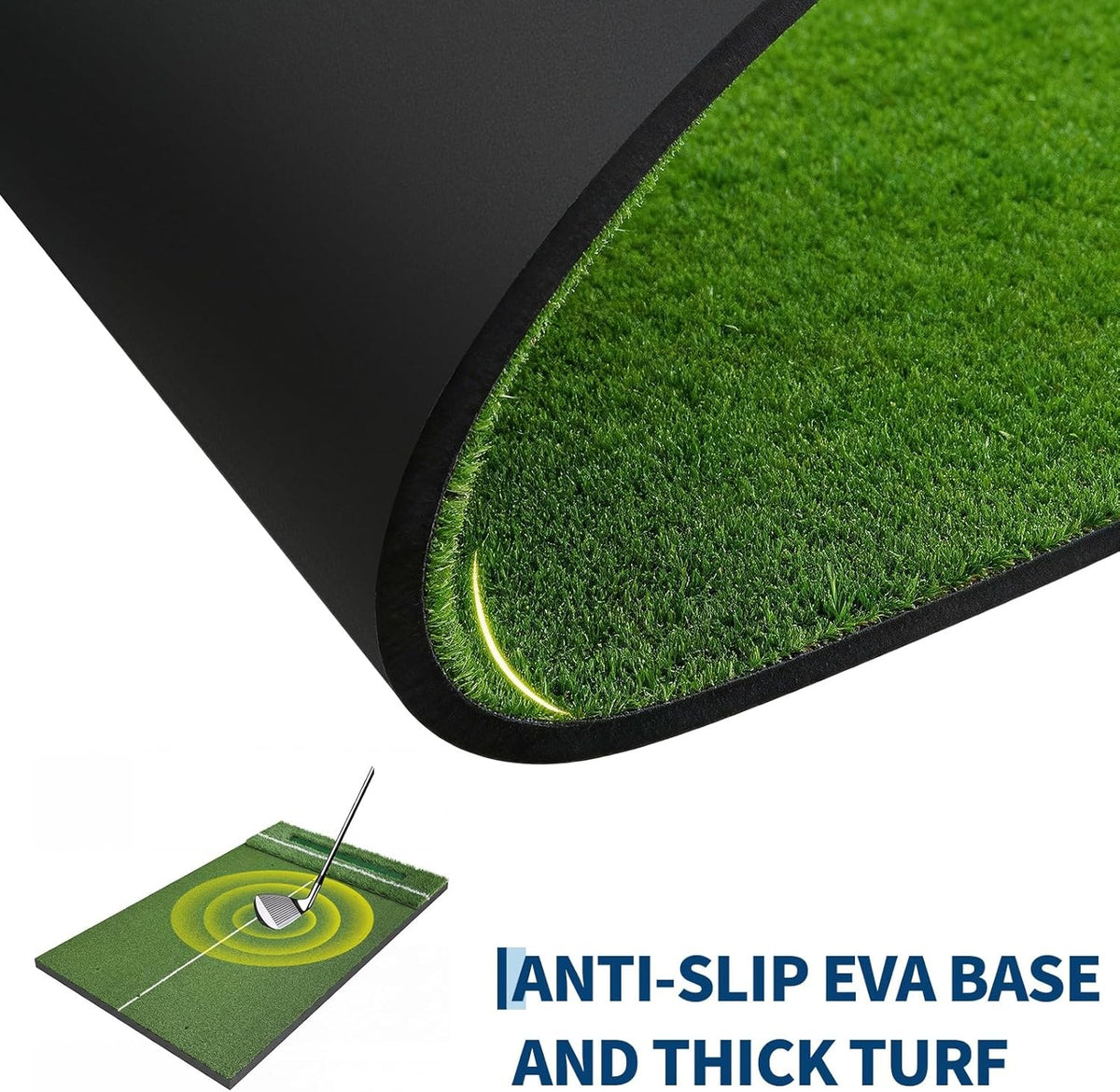 Golf Practice Mat with Dual Turf and Thick EVA Base - 4x5 or 6ft Options