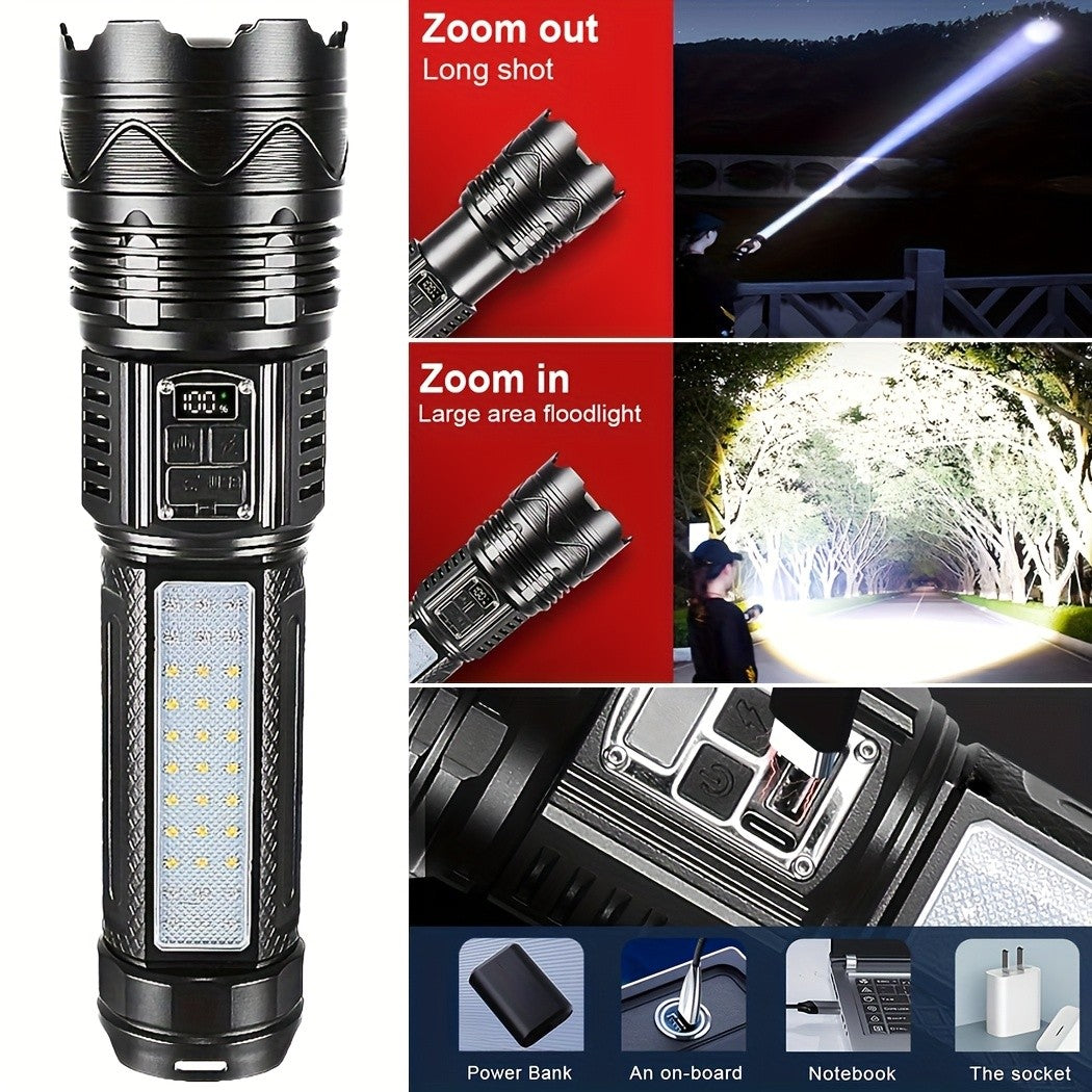 Super Bright Rechargeable LED Searchlight with Long Range Torch - Waterproof & Portable