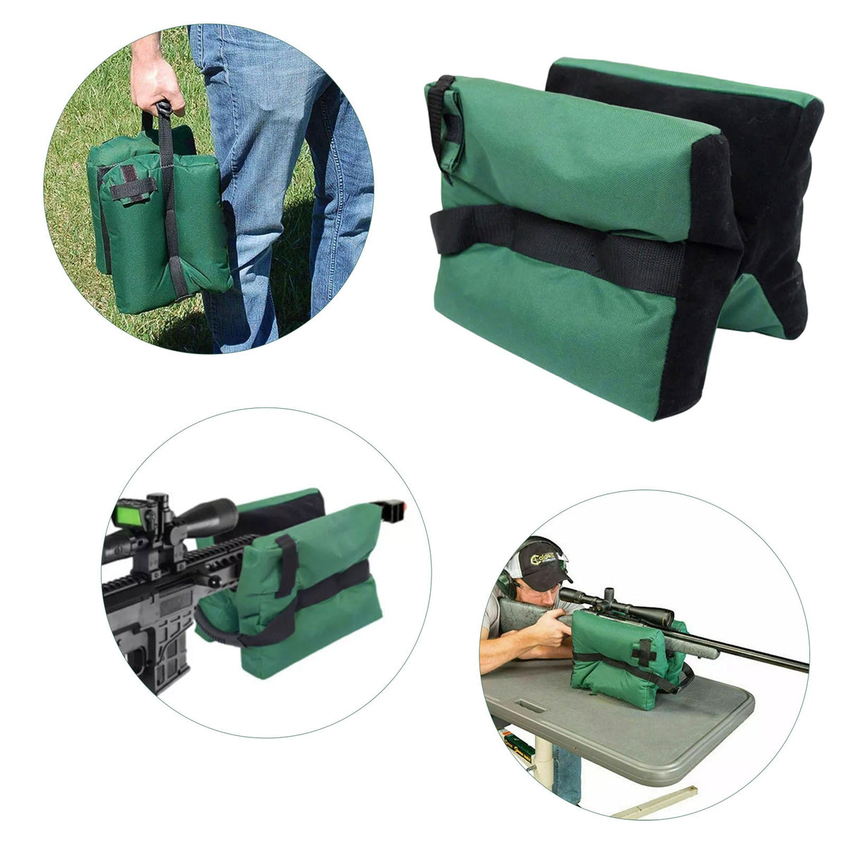 Shooting Range Sand Bag Set Rifle & Shotgun Bench Rest Support