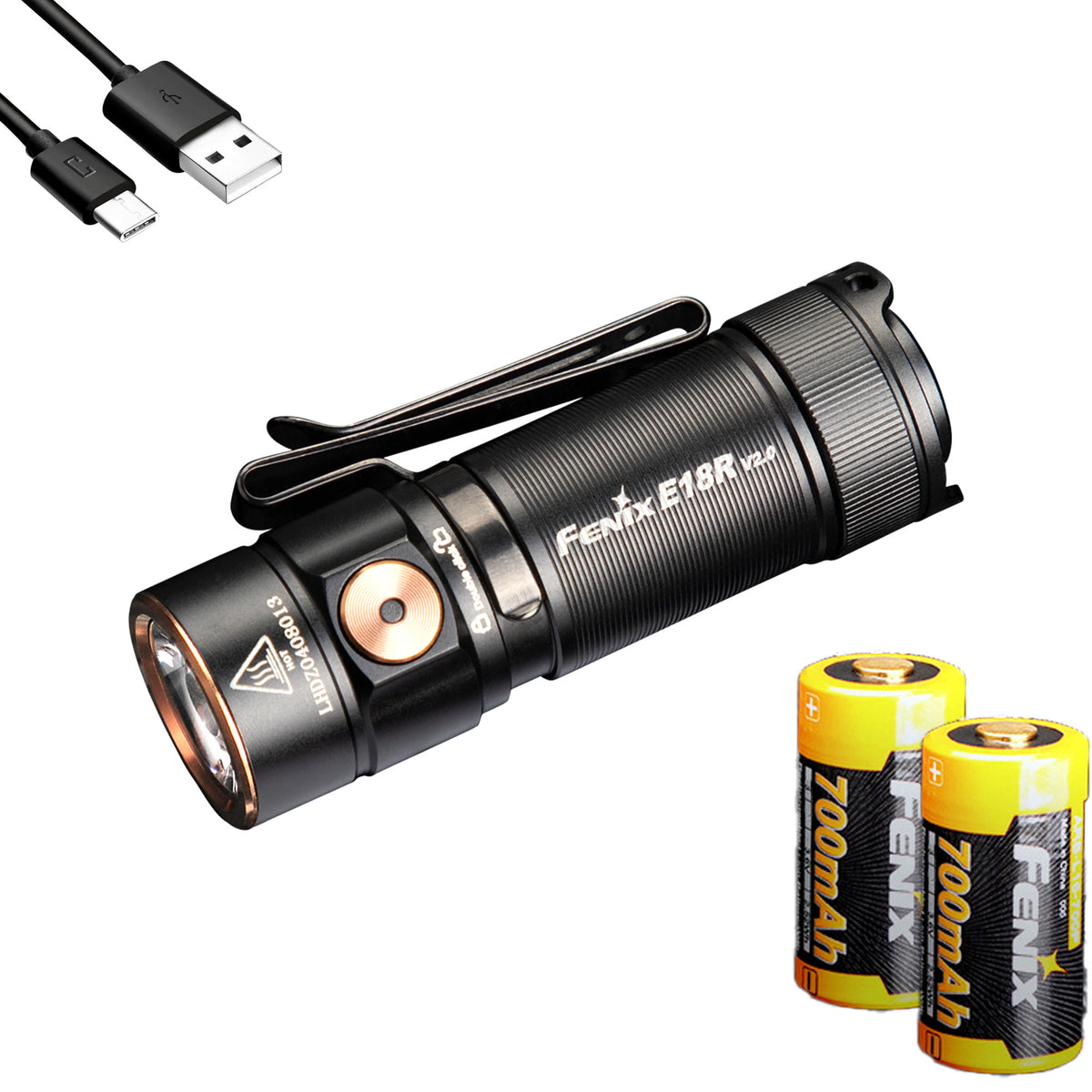Rechargeable LED EDC Flashlight 1200 Lumens with Dual Batteries and USB-C Charging