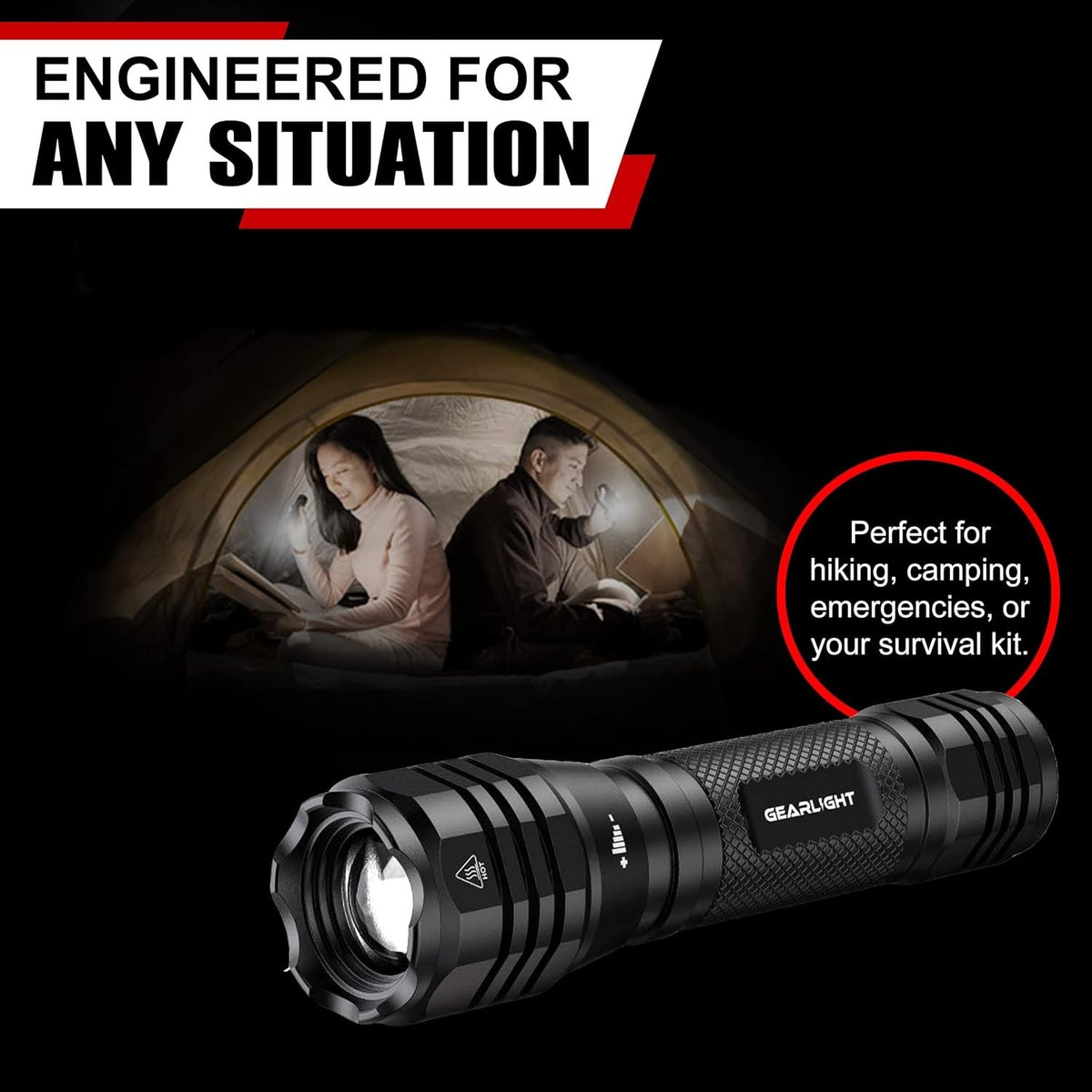LED Flashlight 2-Pack High Lumens Waterproof Camping Hiking Walking Light