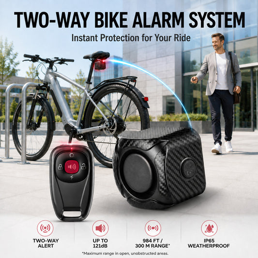Wireless Bike Alarm with Vibrating Remote 121dB Security System IP65 Rechargeable