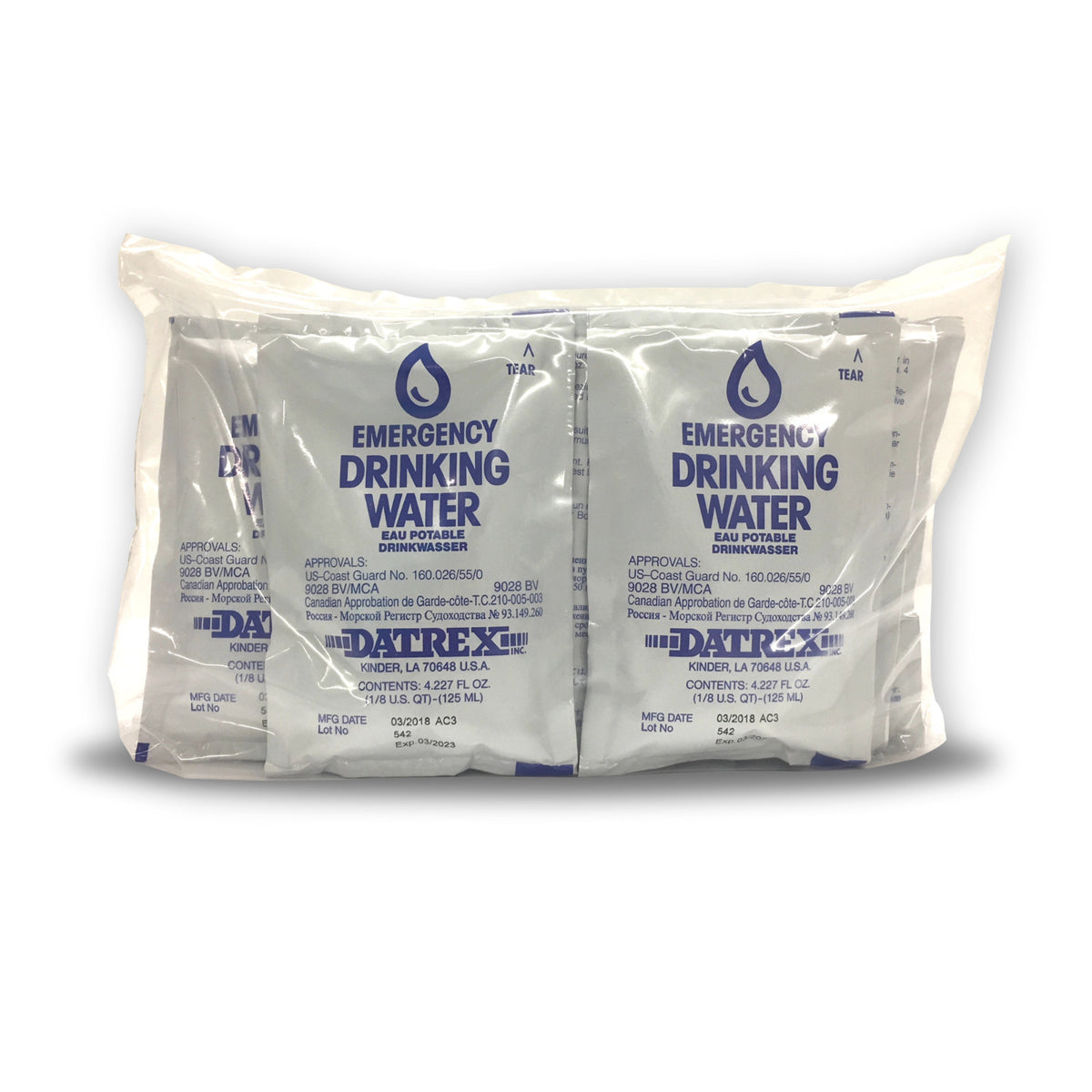 Emergency Drinking Water Pouches 4oz - 64 Pack, U.S. Coast Guard Approved