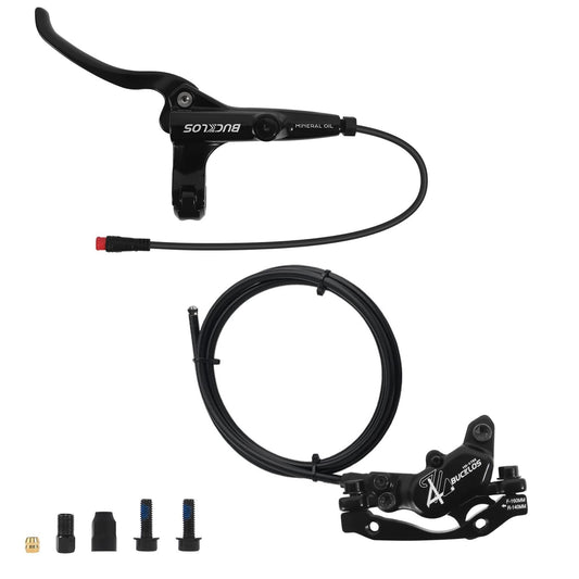 Hydraulic Disc Brake Set for E-Bike - 4-Piston Front & Rear, 1150/1950mm Cables