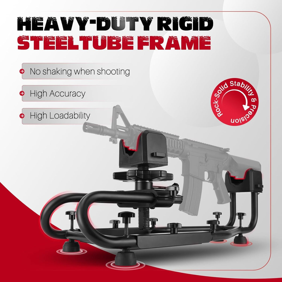Heavy Duty Adjustable Rifle Shooting Rest with Steel Frame & Non-Slip Base