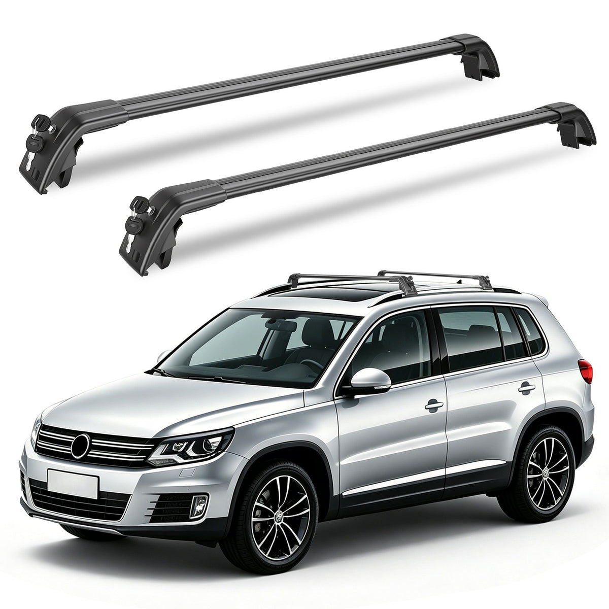 Roof Rack Cross Bars for Volkswagen Tiguan & Taos 2018-2026 - Heavy Duty Aluminum