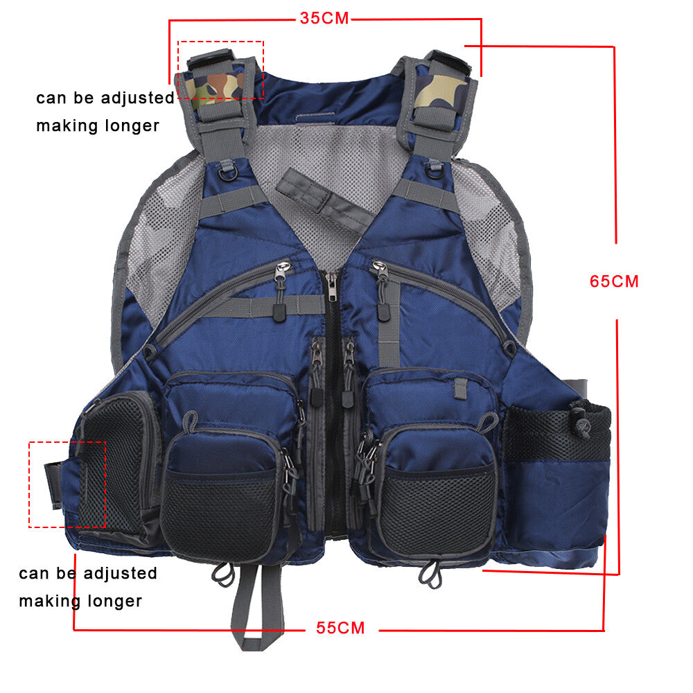 Fly Fishing Vest Pack Adjustable Men Women Blue Outdoor Fishing Gear
