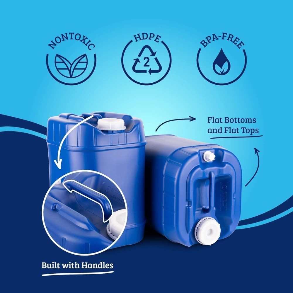20-Gallon Stackable Water Storage Container Kit for Emergency and Camping