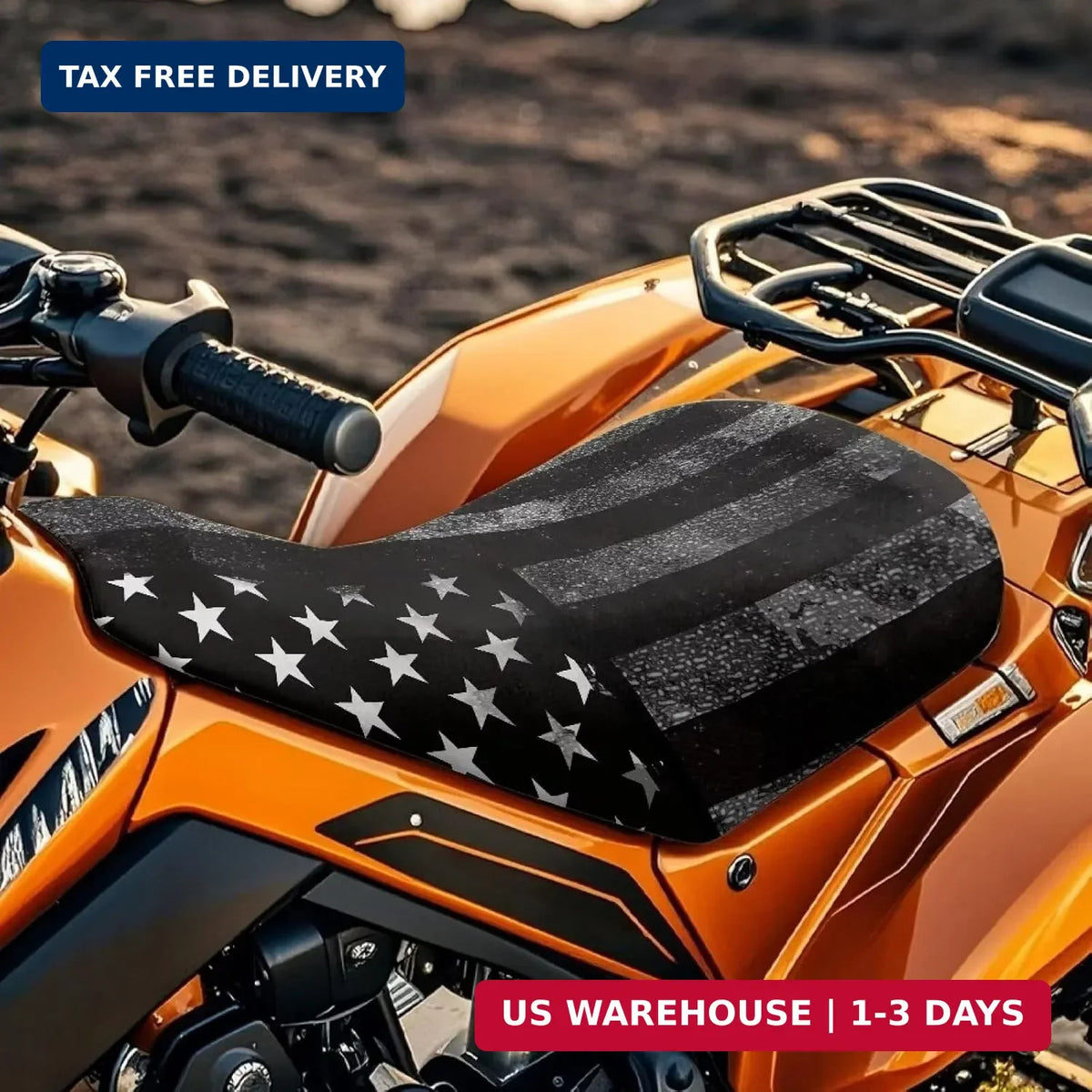 American Flag ATV Seat Cover Waterproof Non-Slip Universal 23x10 Inches