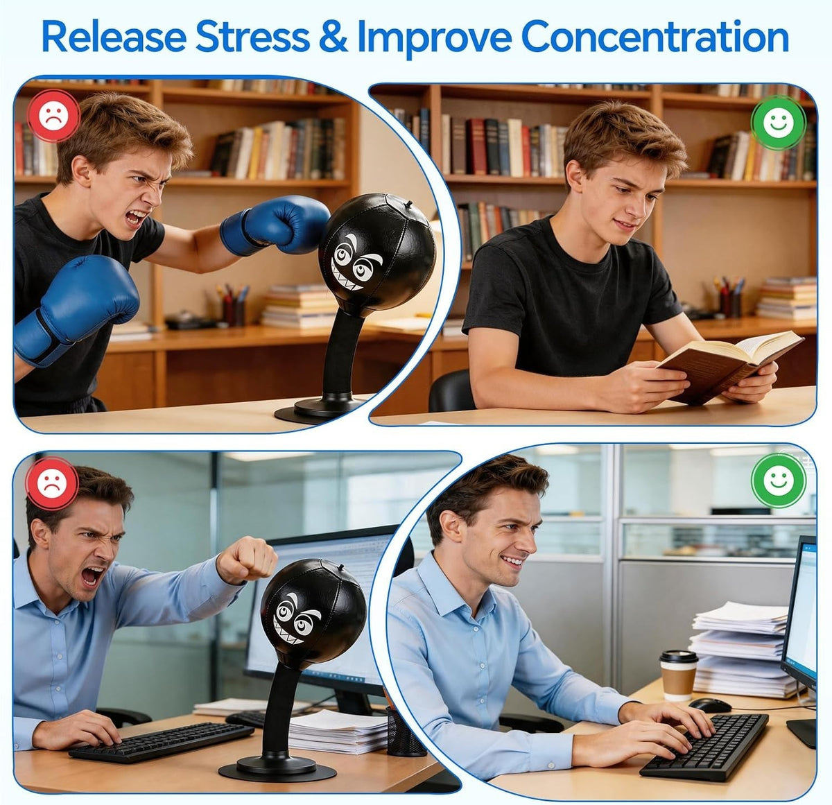 Desktop Punching Bag Stress Relief Toy with Suction Cup Base