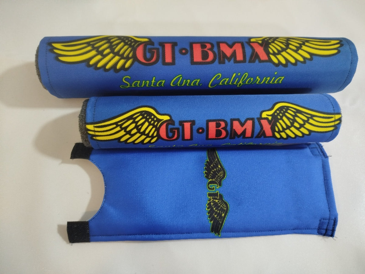 BMX Handlebar Pad Set - High-Strength Foam, Custom Colors, Blue Wings