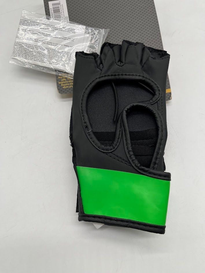 Youth MMA Open Palm Gloves XL Black Green Velcro Wrist Strap Training Gear