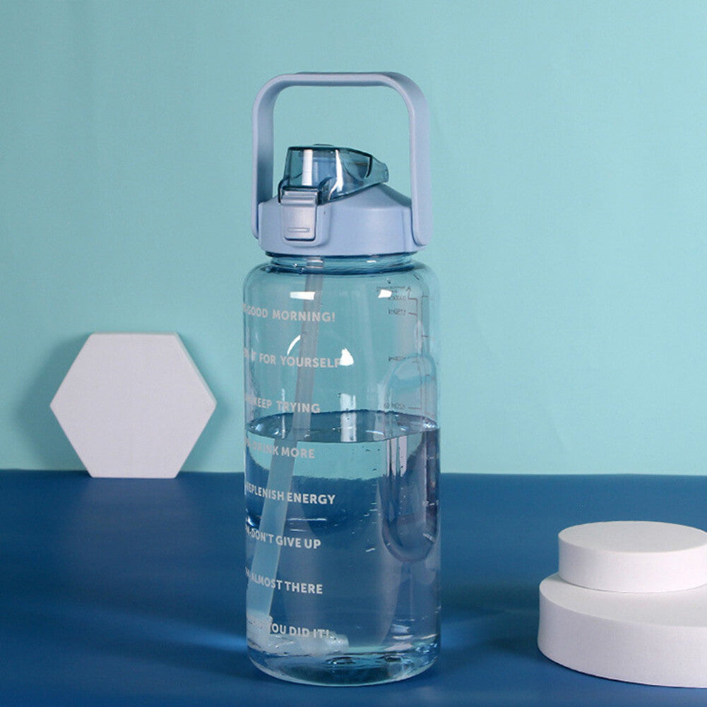 Motivational Half Gallon Water Bottle with Time Marker and Straw - 64 oz BPA Free Hydration Bottle