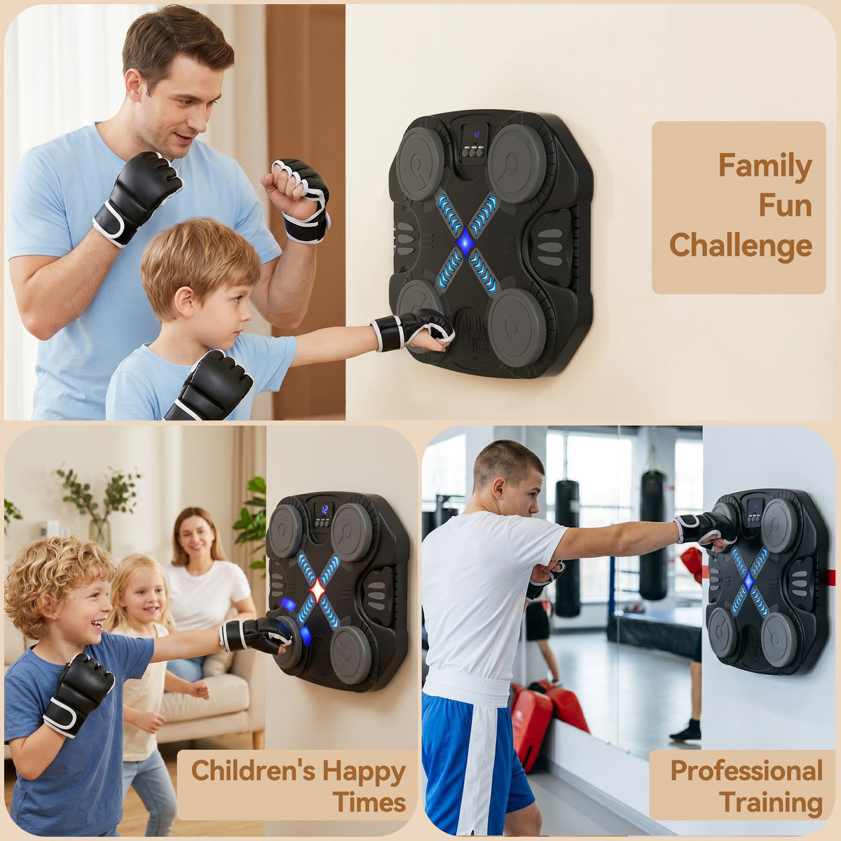 Kids Bluetooth Music Punching Machine - Wall-Mounted Boxing Trainer