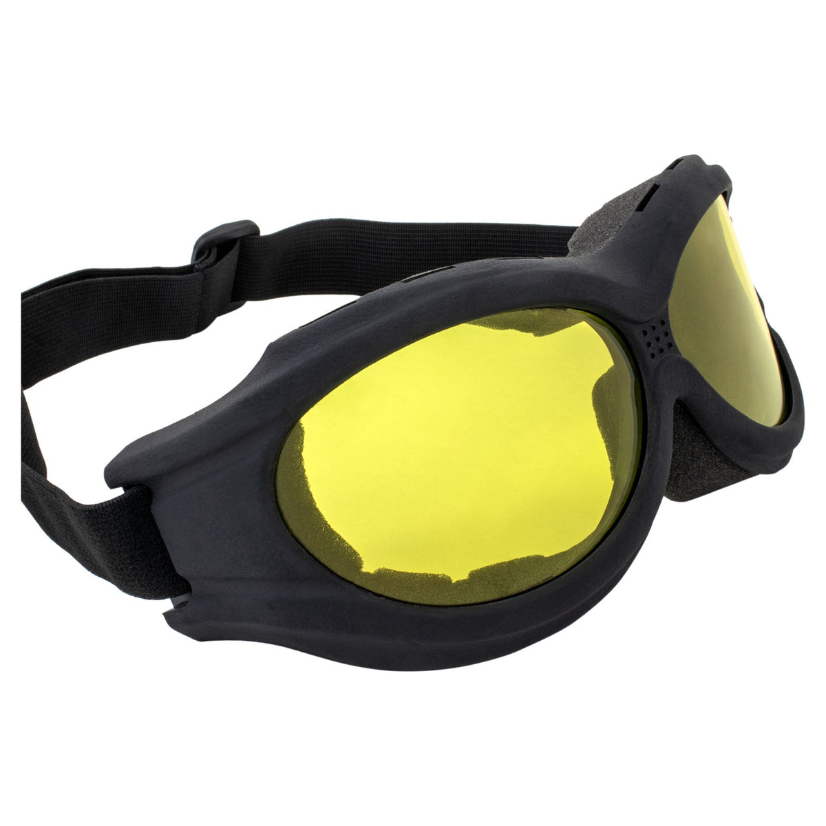 Black Frame Motorcycle Goggle Kit with Smoke and Yellow Lenses - Over Glasses Safety Eyewear