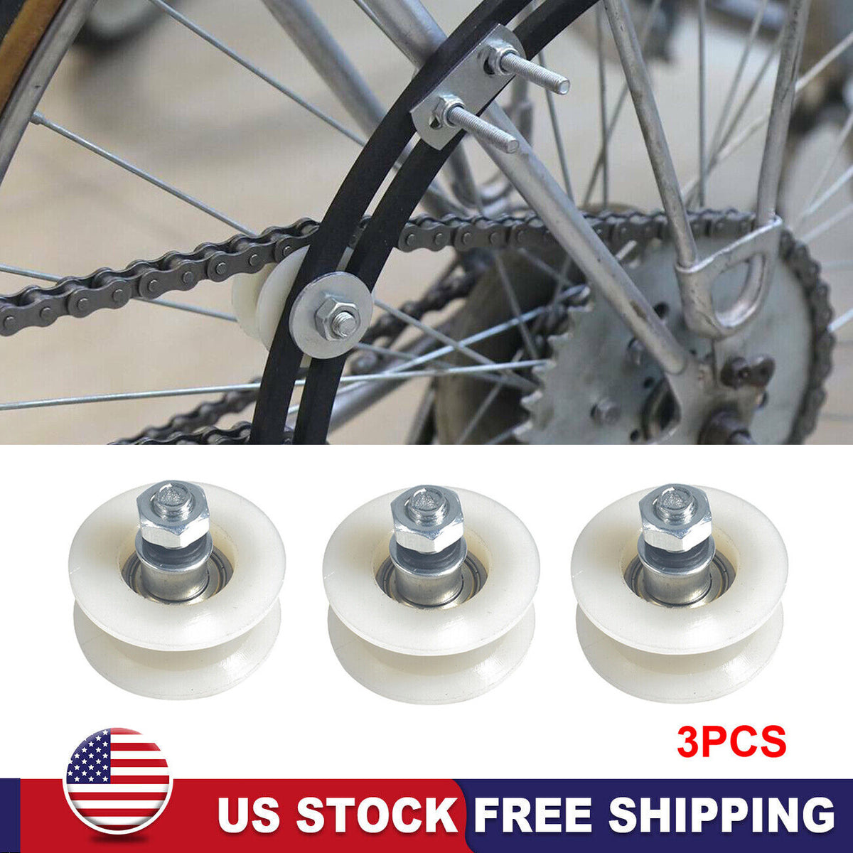 Motorized Bicycle Chain Tensioner Rollers - 3 Pack for 49cc-80cc Bikes