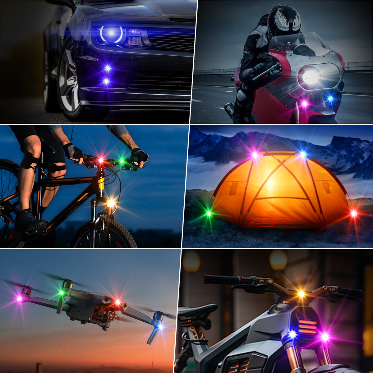 Wireless LED Strobe Lights 8 Colors USB Rechargeable Anti-Collision Lamps 20 pcs