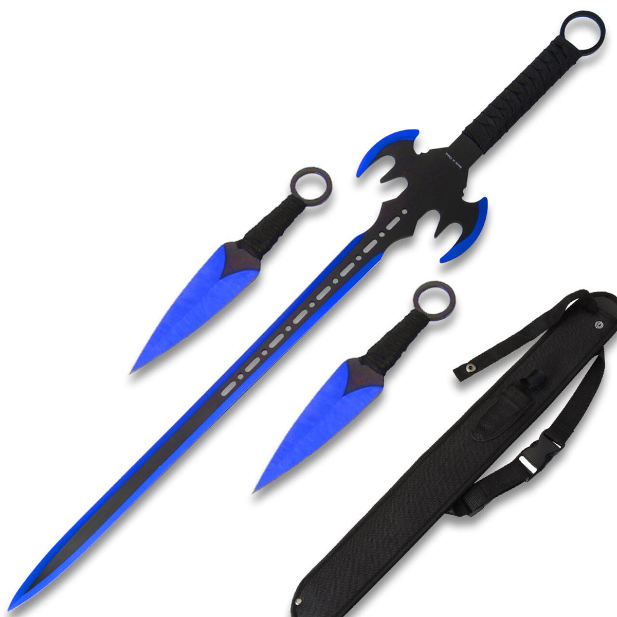 Fantasy Ninja Bat Sword Set - 26.5 Inch Stainless Steel Throwing Weapon, 2 Pieces