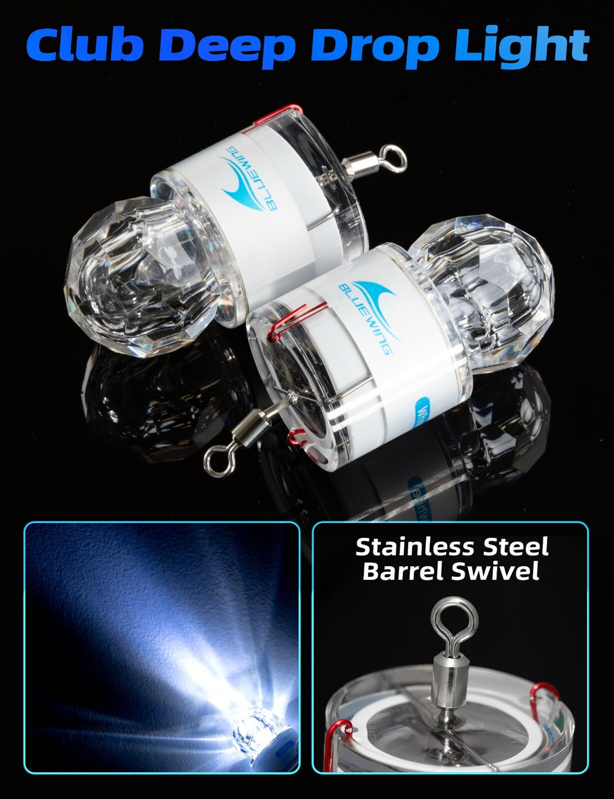 2-Pack Deep Drop Fishing Lights Waterproof LED Submersible Lights for Night Fishing