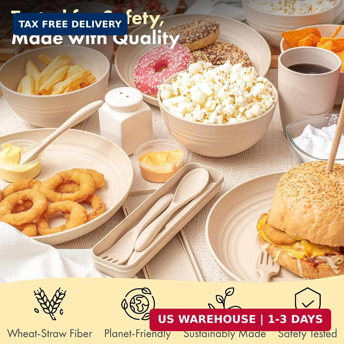 Unbreakable Wheat Straw Dinnerware Set - BPA Free, Microwave & Dishwasher Safe for Camping & Family Use