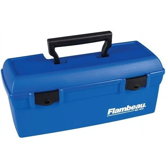 Fishing Tackle Box with Lift-Out Tray - 13 Inch Plastic Storage Organizer, Blue