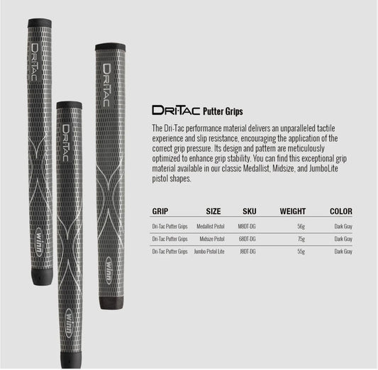 Winn Dri-Tac Putter Grips - Midsize, Jumbo & Standard Sizes for Golf