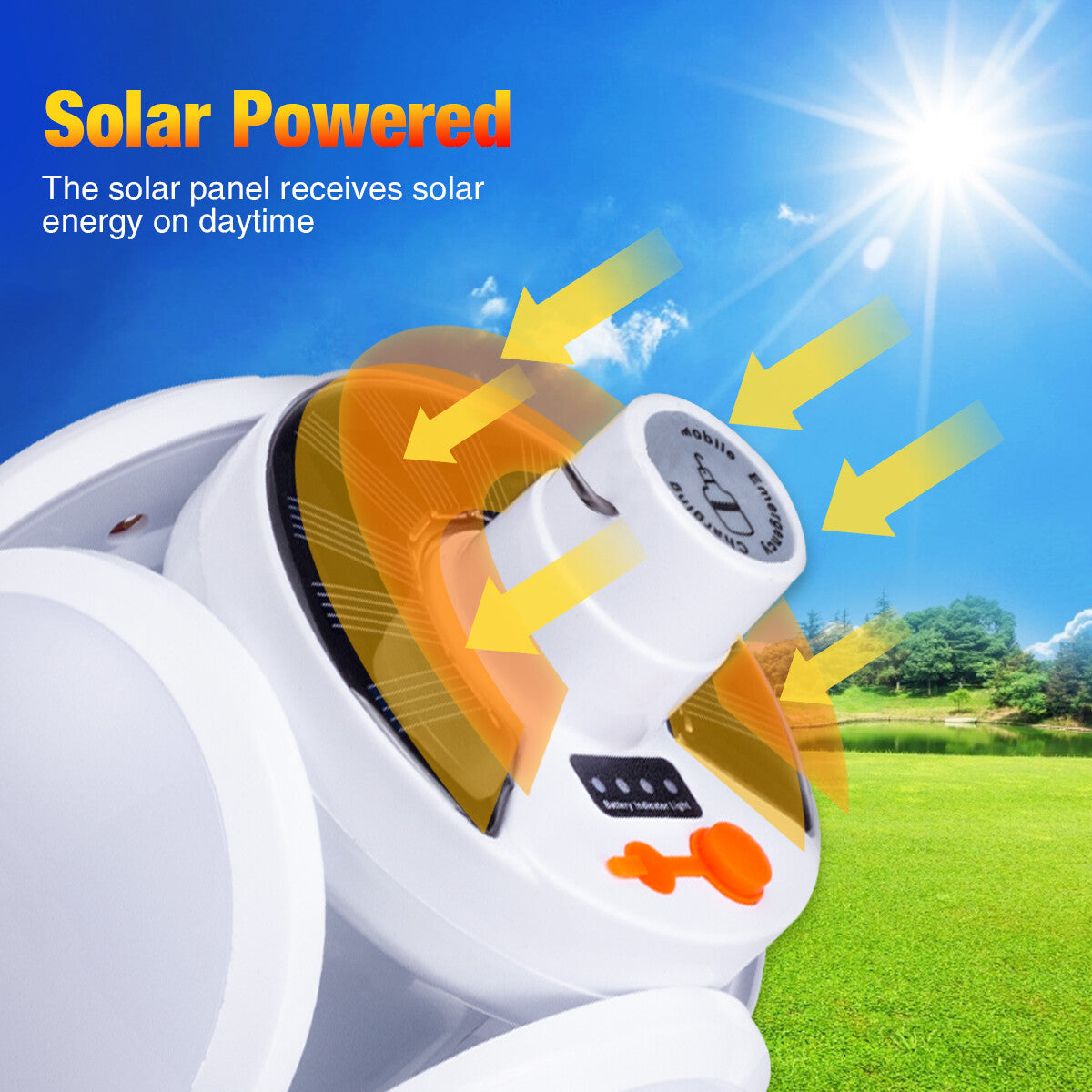 Rechargeable Solar LED Camping Tent Light with 5 Modes Waterproof Portable Lantern