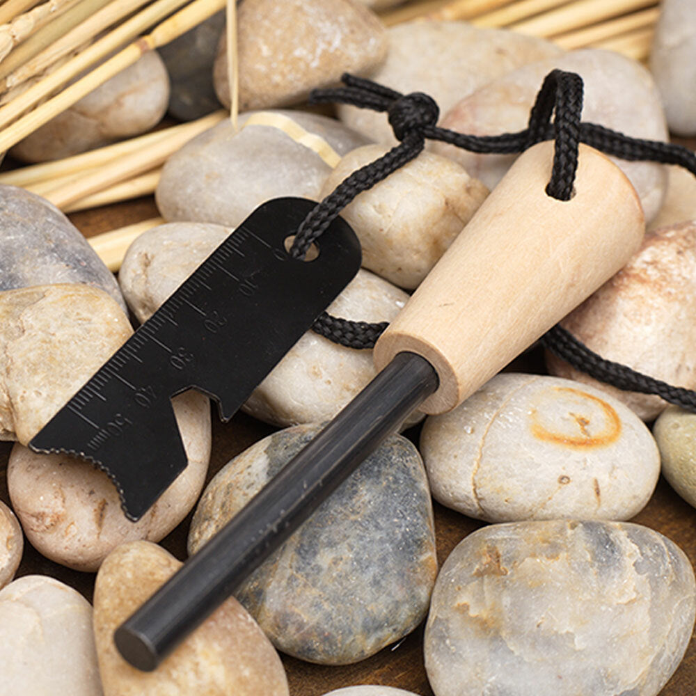 2-Piece Fire Starter Kit with Ferro Rod & Steel Scraper for Camping Outdoors