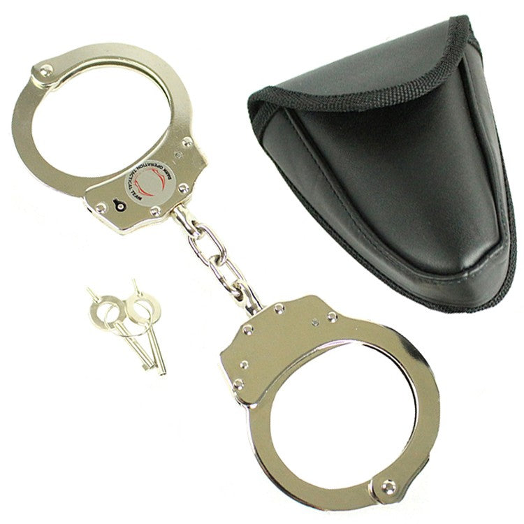 Heavy Duty Steel Chain Handcuffs with Keys & Belt Pouch - Law Enforcement Grade