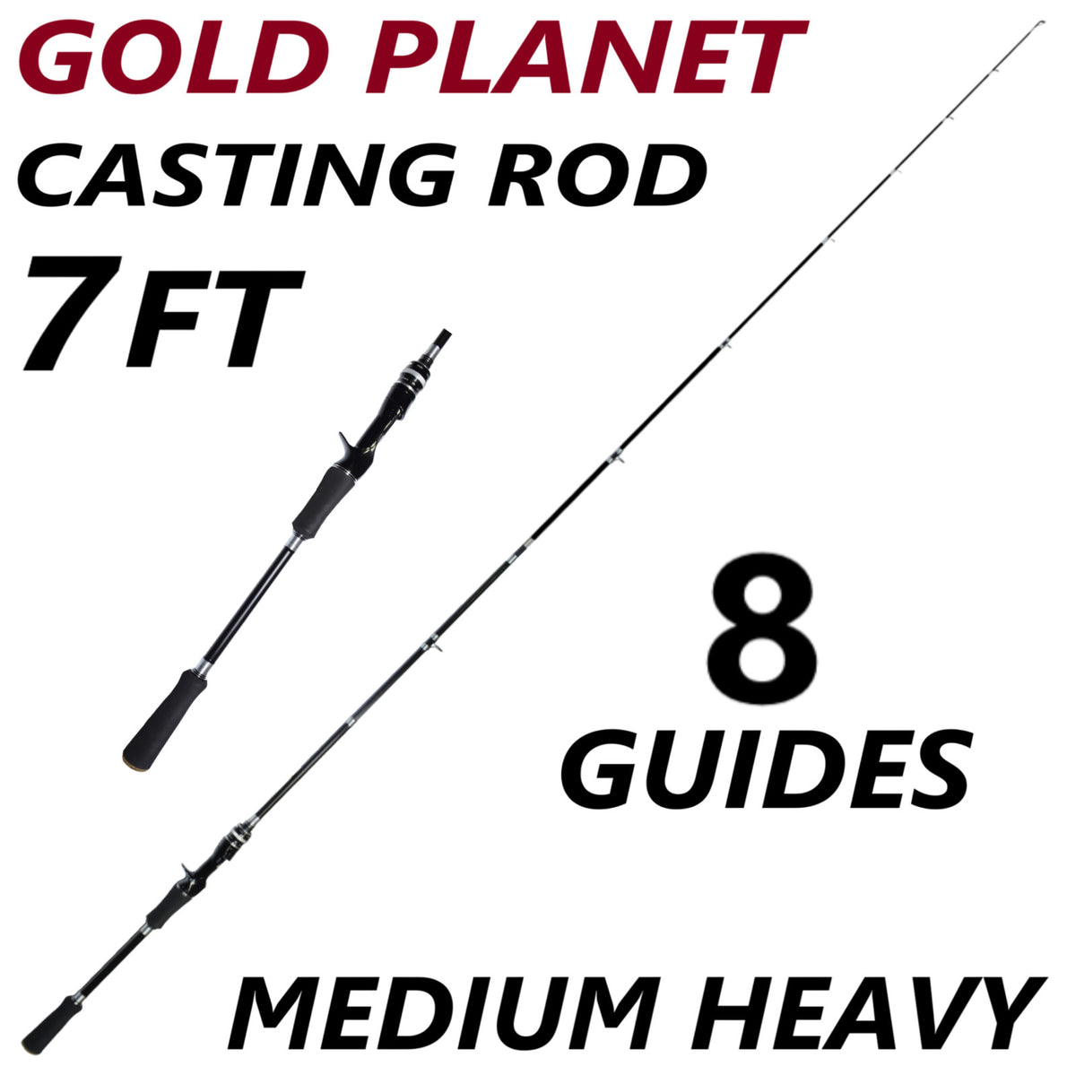 Lightweight Carbon Fiber Spinning & Casting Fishing Rods - Medium Fast Action
