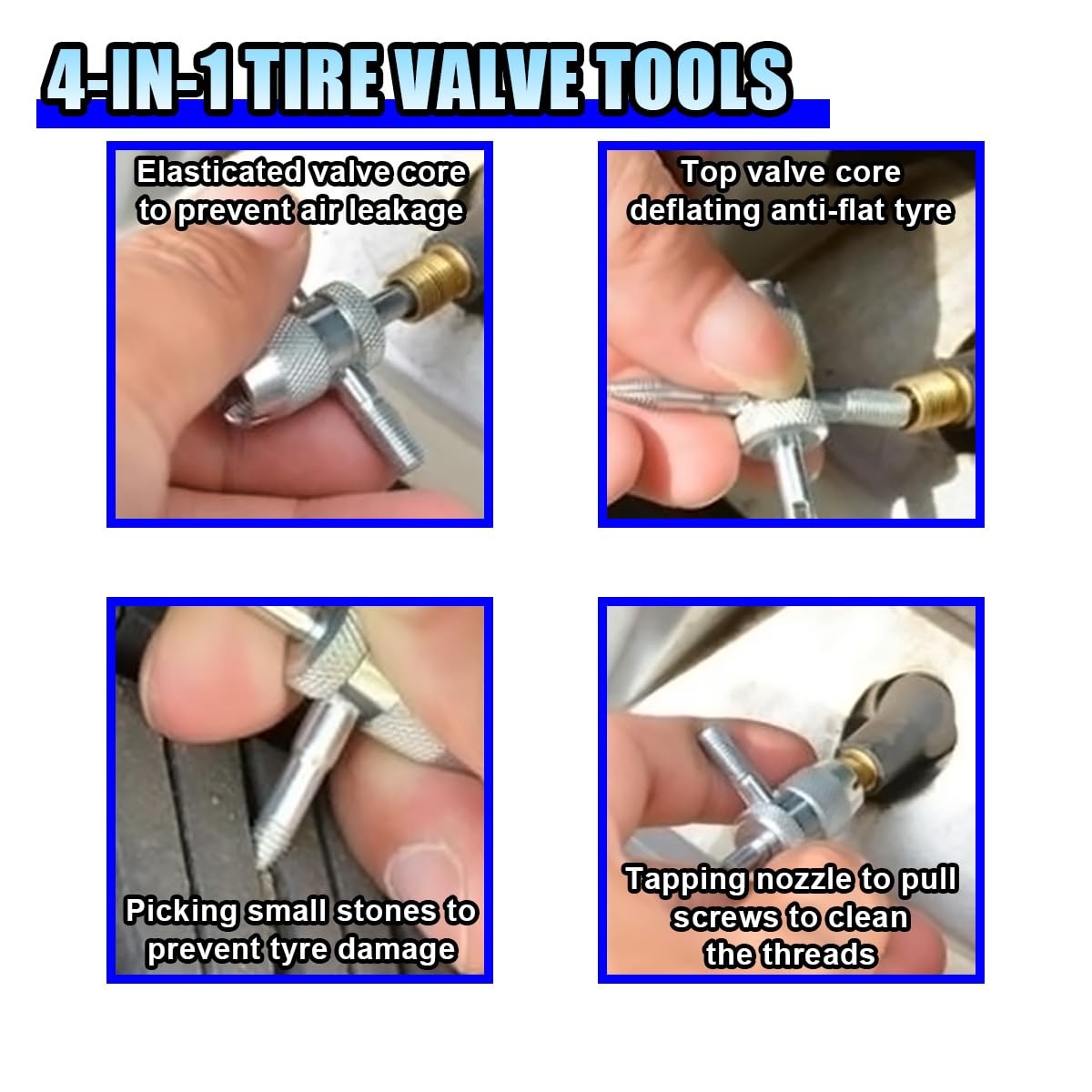 Car Tire Valve Stem Replacement Tool Kit - Quick Change Valve Core, Red