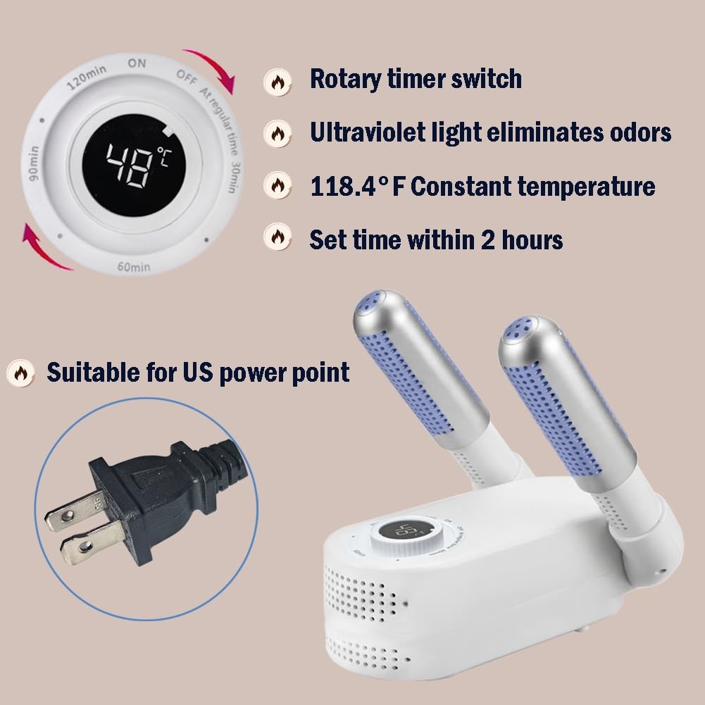 Portable Shoe & Boot Dryer with UV Odor Removal - Foldable Shoe Warmer
