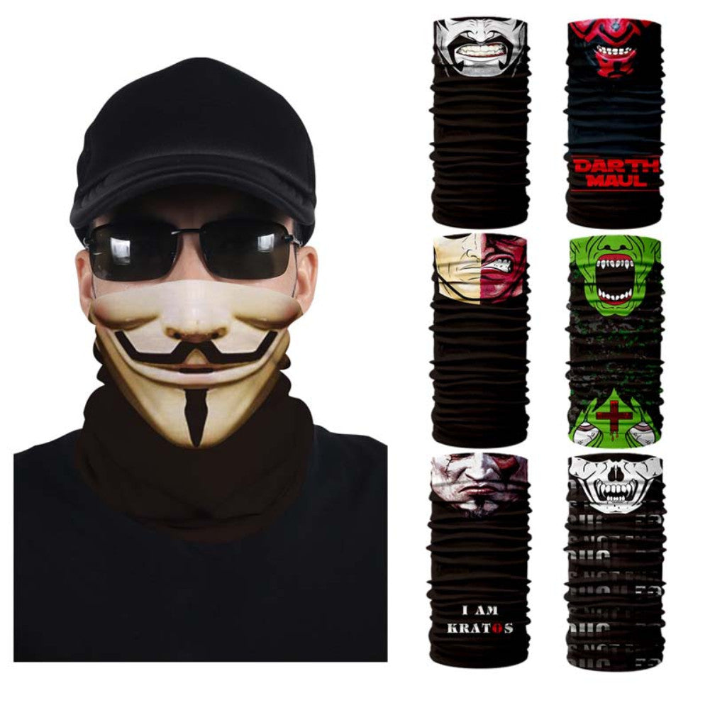 Unisex 3D Skull Neck Gaiter Face Mask - UV Protection, Multi-Way Wearable