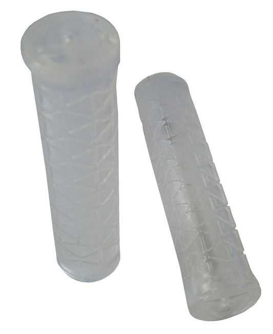 Tri Flangeless Bicycle Handlebar Grips - Clear MTB BMX 125mm USA Made