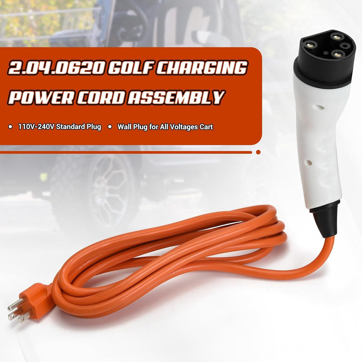120V Golf Cart Charger Cord for Evolution and ICON Models - Replacement Power Cable