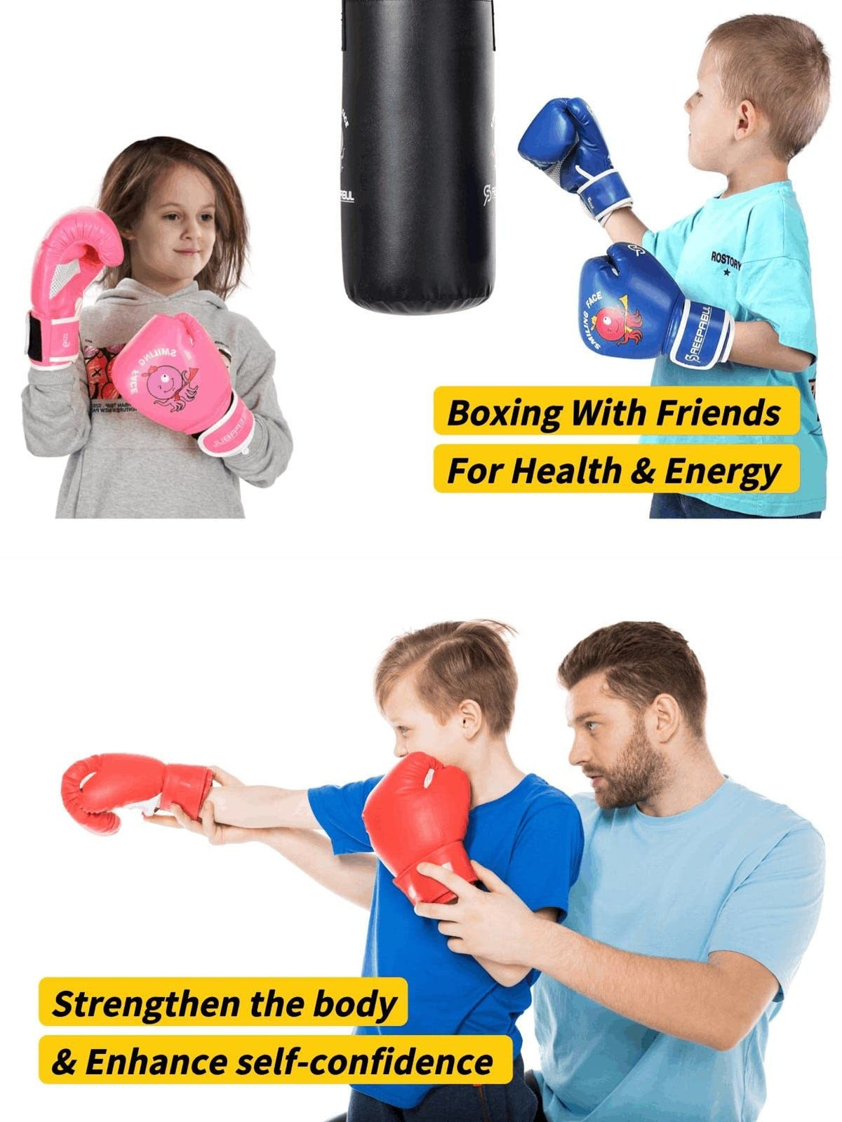 Kids Boxing Gloves for 3-8 Years - Toddler Fight Gloves with Breathable Mesh