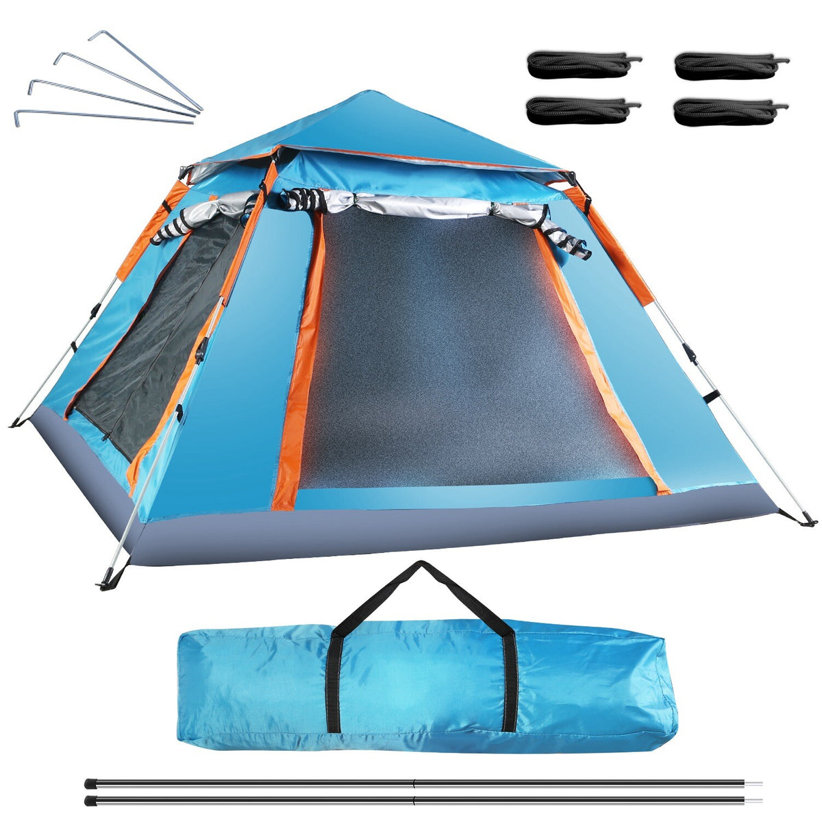 4-5 Person Waterproof Camping Tent with Mosquito Nets & Windows for Hiking