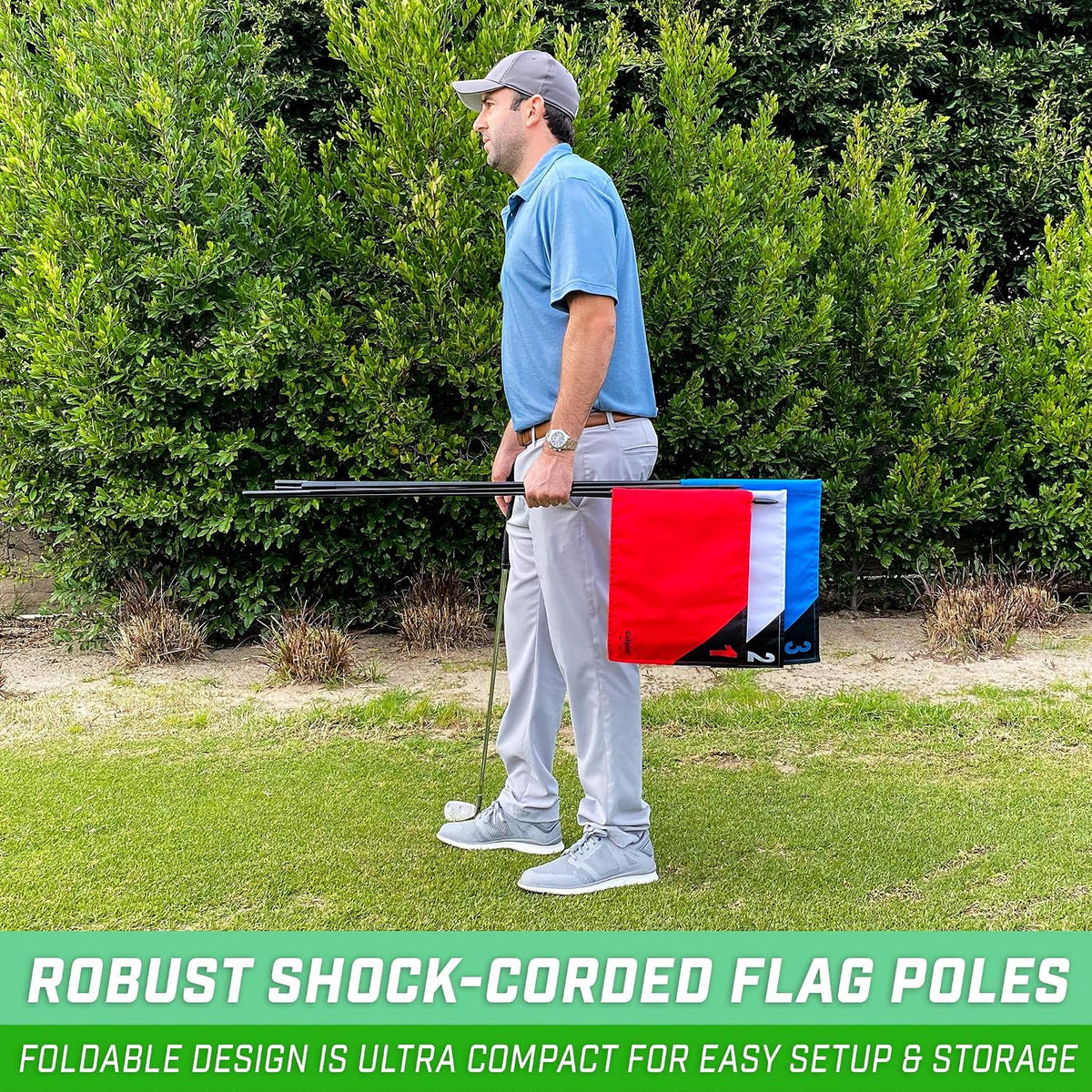 Portable Backyard Golf Flags 3 Pack - Foldable Practice Flagsticks for Golf Training