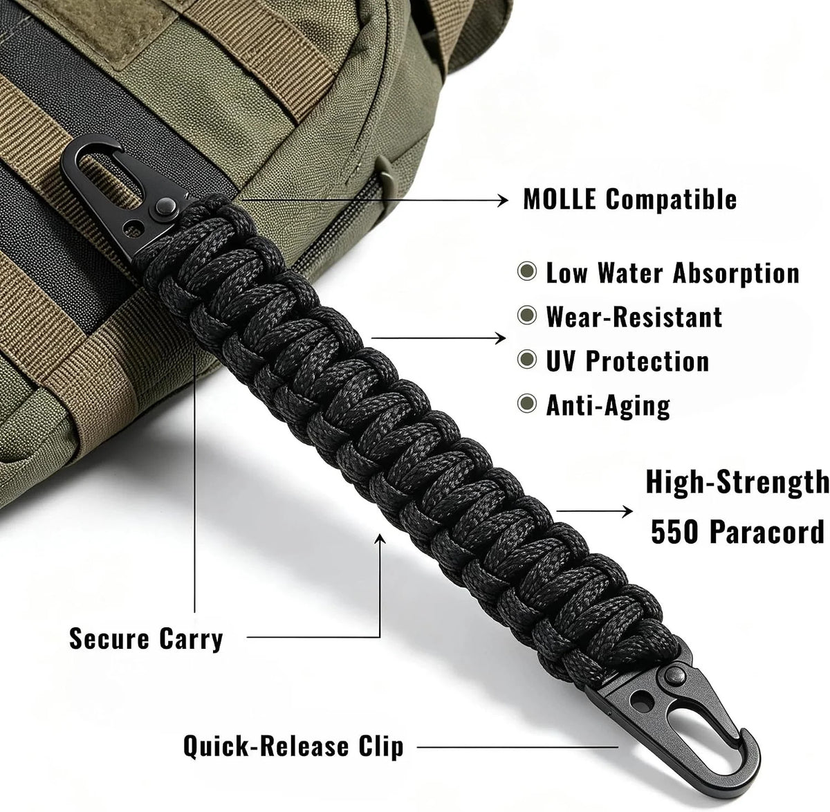 Heavy Duty Paracord Handle for Camping and Outdoor Gear, Universal Fit