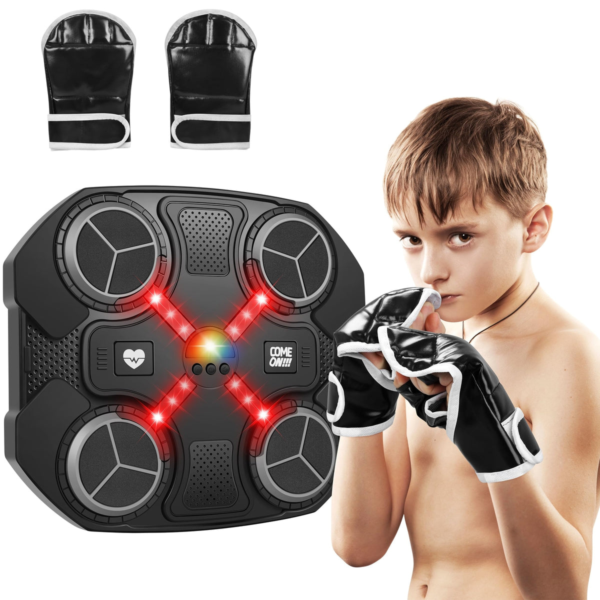 Smart Bluetooth Punching Machine with Gloves for Kids & Adults - Music-Activated Wall-Mounted Boxing Toy