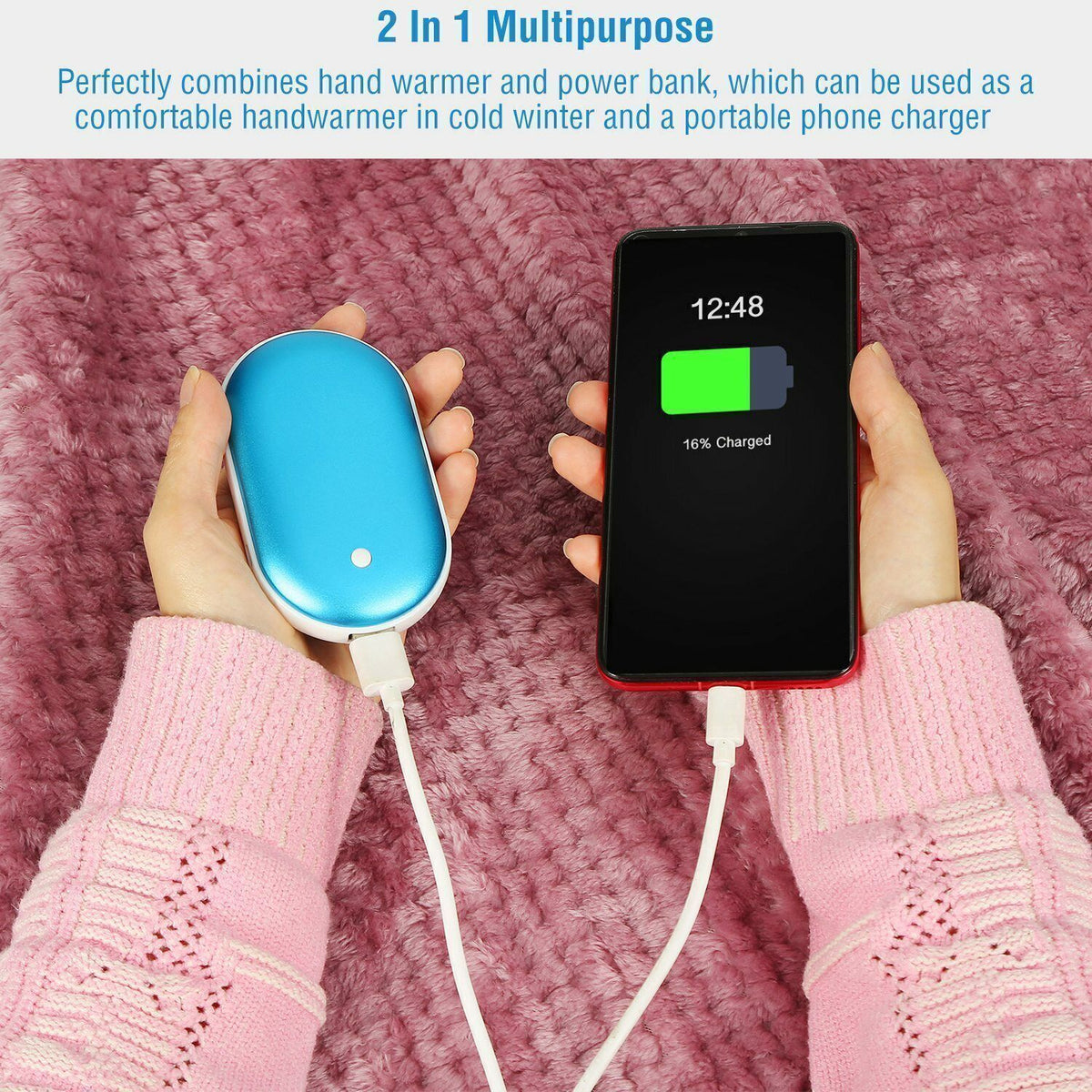 Rechargeable Hand Warmers Power Bank with USB Charging and Adjustable Heat