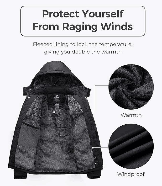 Men's Waterproof Winter Jacket - Warm Ski & Snowboarding Coat with Hood