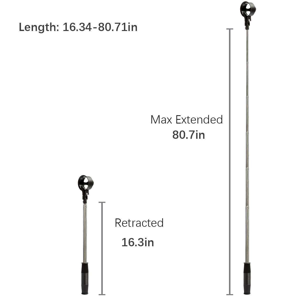 Telescopic Golf Ball Retriever with Movable Scoop - Stainless Steel & ABS Handle