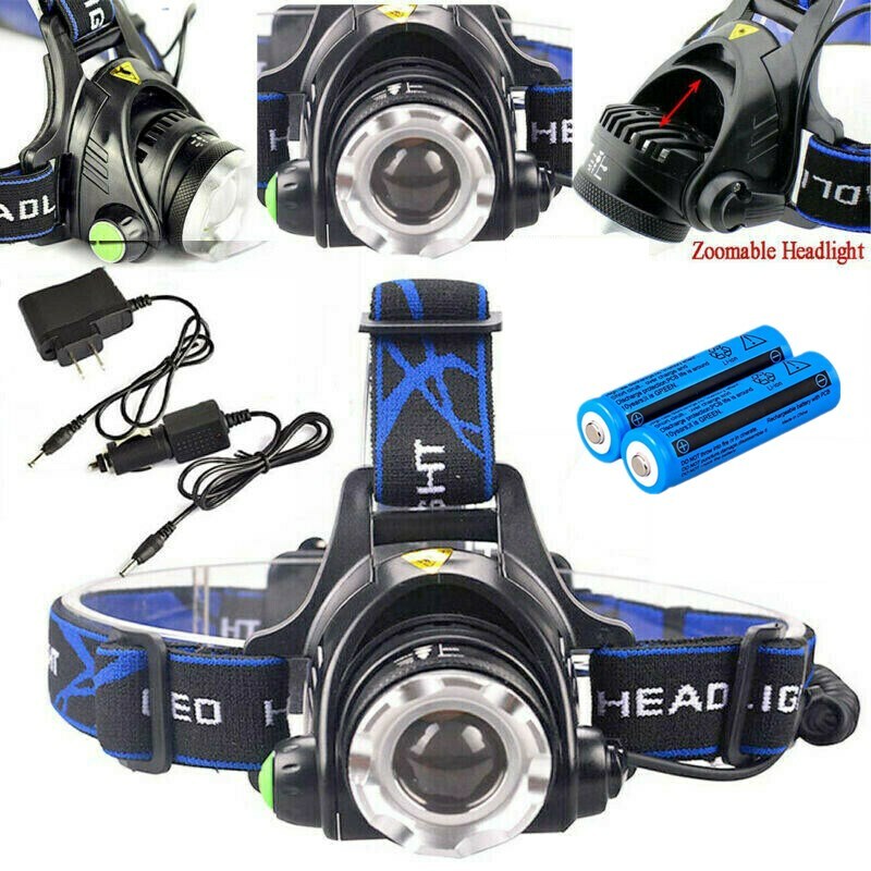 Rechargeable LED Headlamp with Zoom Focus 990000LM Waterproof Head Torch