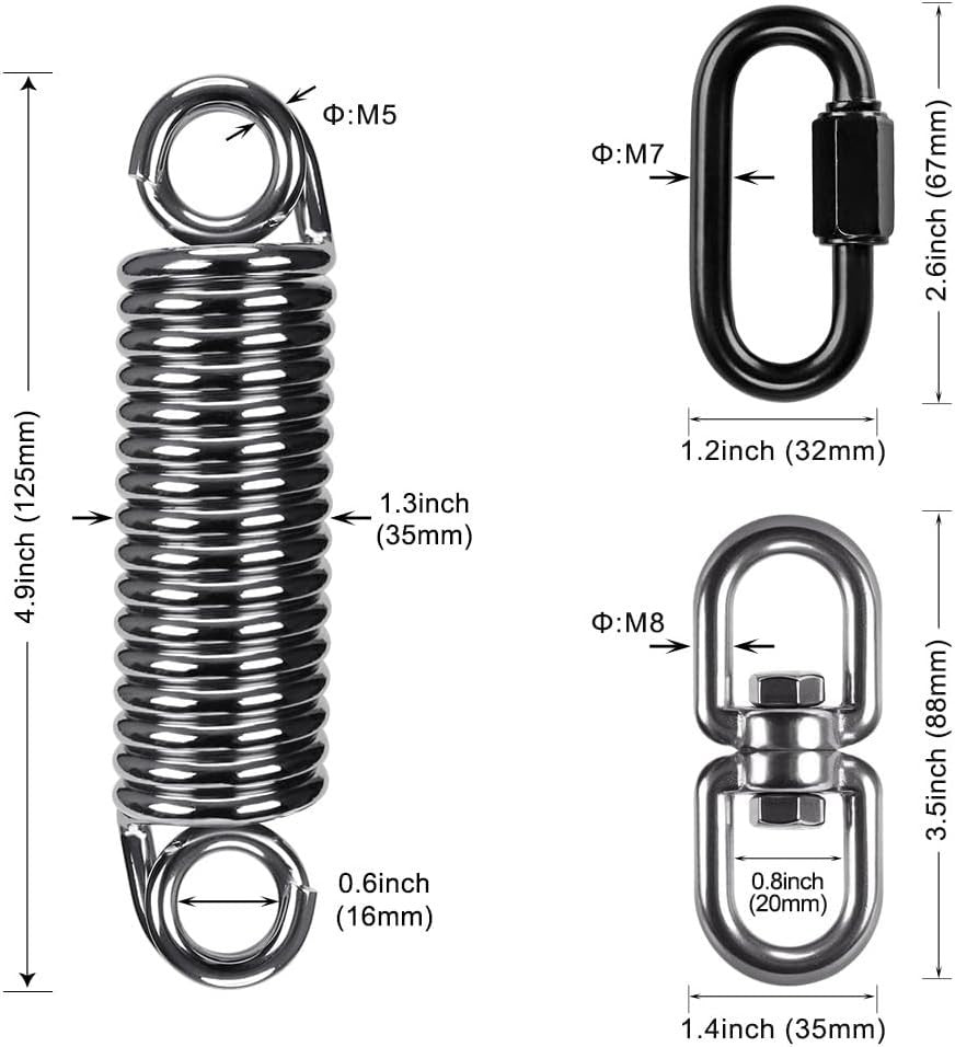 Heavy Duty Boxing Punching Bag Hanger with Swivel and Spring - Indoor Outdoor Gym Equipment