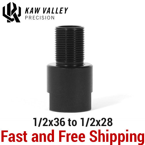 Gun Barrel Thread Adapter 1/2x36 to 1/2x28 - Precision Muzzle Conversion