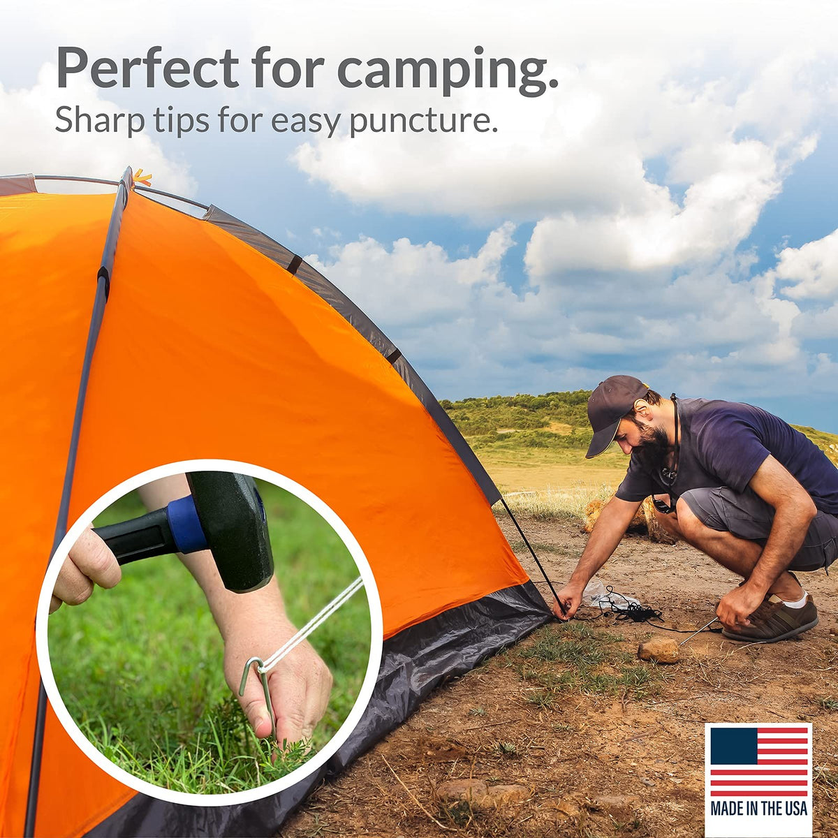 30 Pack Metal Tent Stakes Garden Edging Fence Hooks for Outdoors
