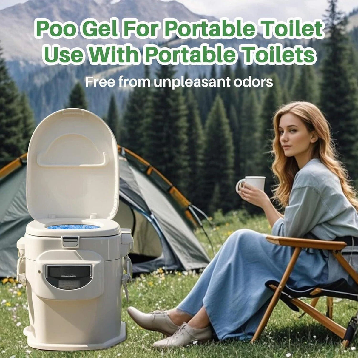Camping Portable Toilet Poo Gel Packs - Lemon Scent, 26 Pack