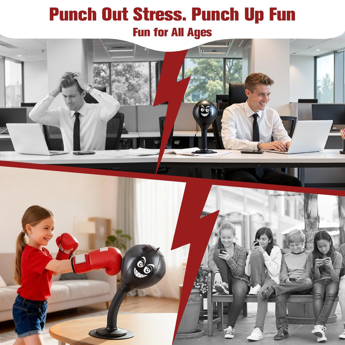 Desktop Punching Bag Stress Relief Toy with Suction Cup - Small Office Fitness