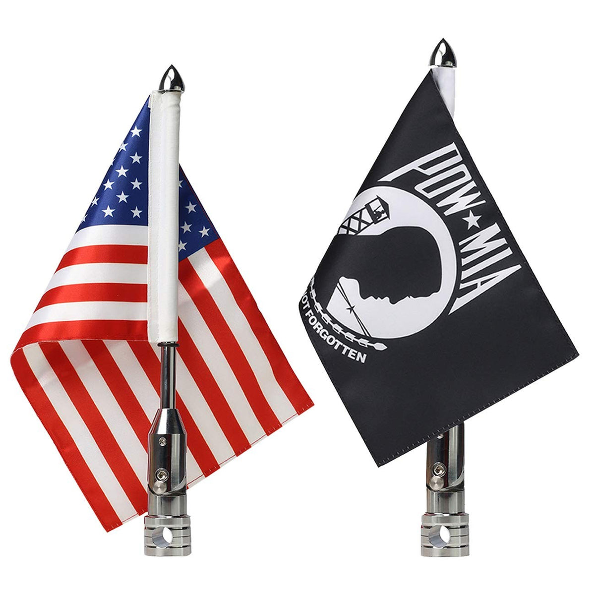 Motorcycle Flag Pole Mount - 2 Pack, 90° Fold-Down, 1/2 Inch Tubing